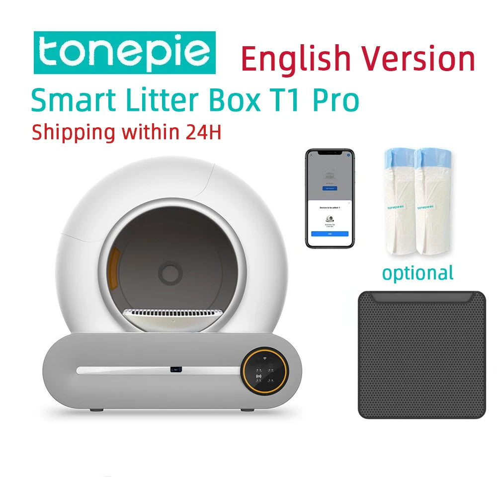 Tonepie 2024 New 65L Automatic Smart Cat Litter Box Self Cleaning Fully Enclosed Cat Litter Box Pet Toilet Litter Tray