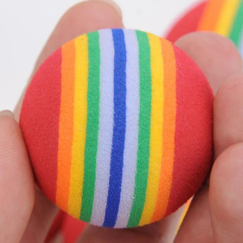 5pcs EVA Foam Balls Pet Dog Cat Toy Ball Soft Rainbow Balls Playing Chewing Rattle Scratch Training Rubber Toy Interactive Toys