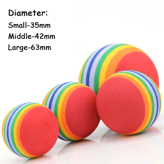 5pcs EVA Foam Balls Pet Dog Cat Toy Ball Soft Rainbow Balls Playing Chewing Rattle Scratch Training Rubber Toy Interactive Toys