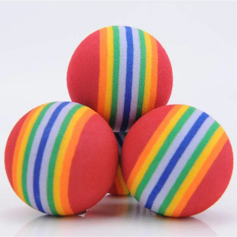 5pcs EVA Foam Balls Pet Dog Cat Toy Ball Soft Rainbow Balls Playing Chewing Rattle Scratch Training Rubber Toy Interactive Toys